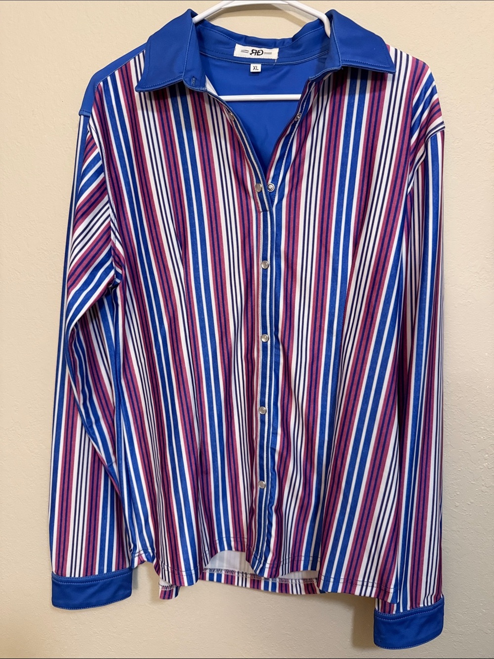 Rocket Donkey Striped Faux Button-Down Shirt in Blue and Purple